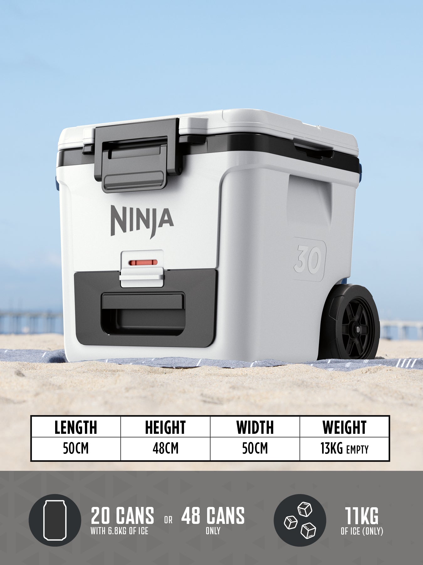 Ninja FB230EUWH Frost Vault Kolečkový chladicí box  – 28L – Bílá