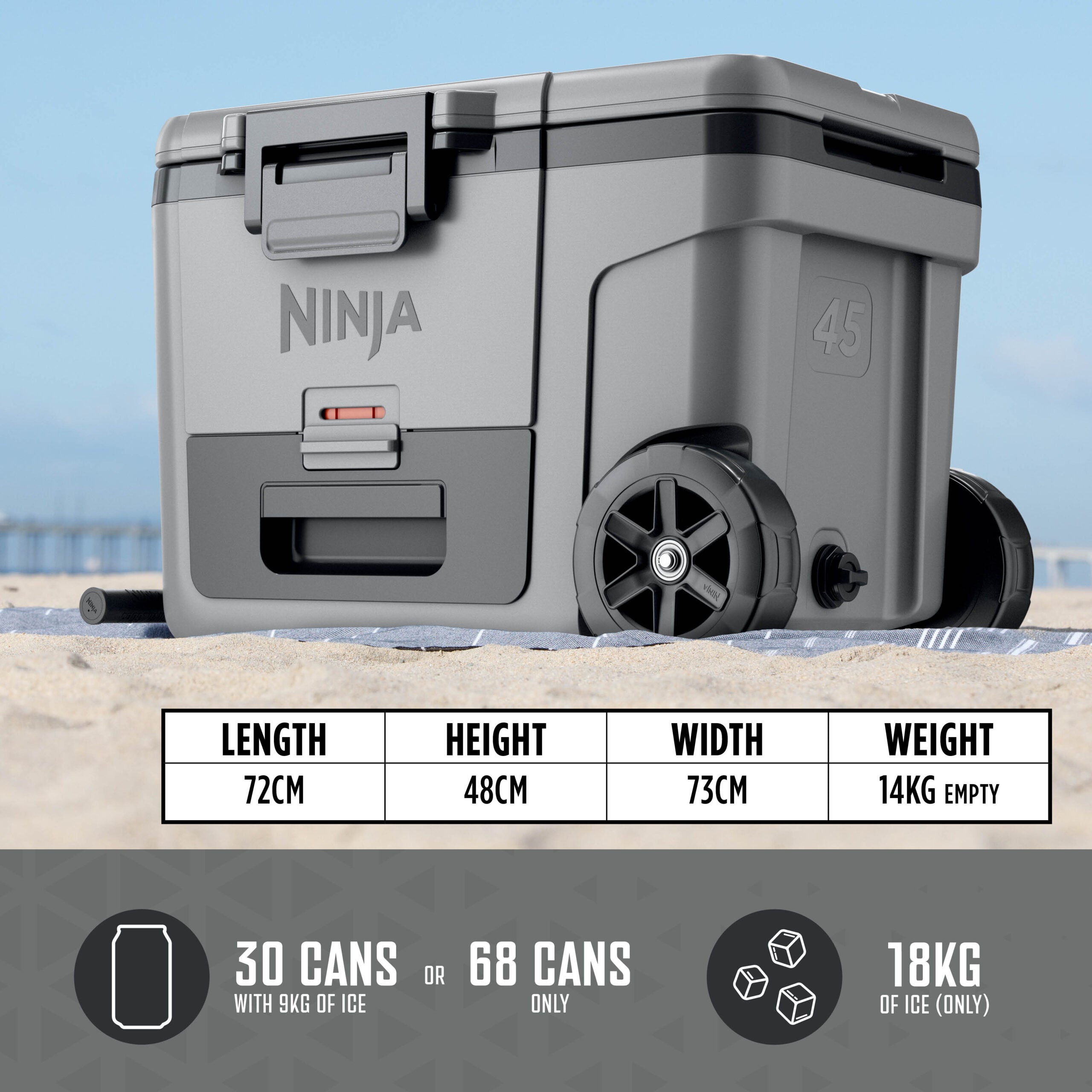 Ninja FB245EUGY Frost Vault Kolečkový chladicí box – 42L – Břidlicově šedá