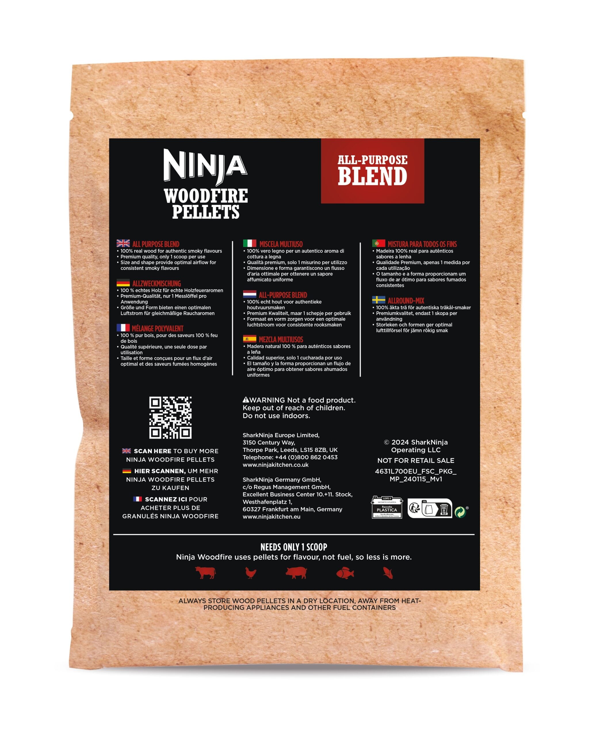 Ninja Woodfire Pelety; Směs třešně, javoru a dubu; 900g (Pro 20 použití)
