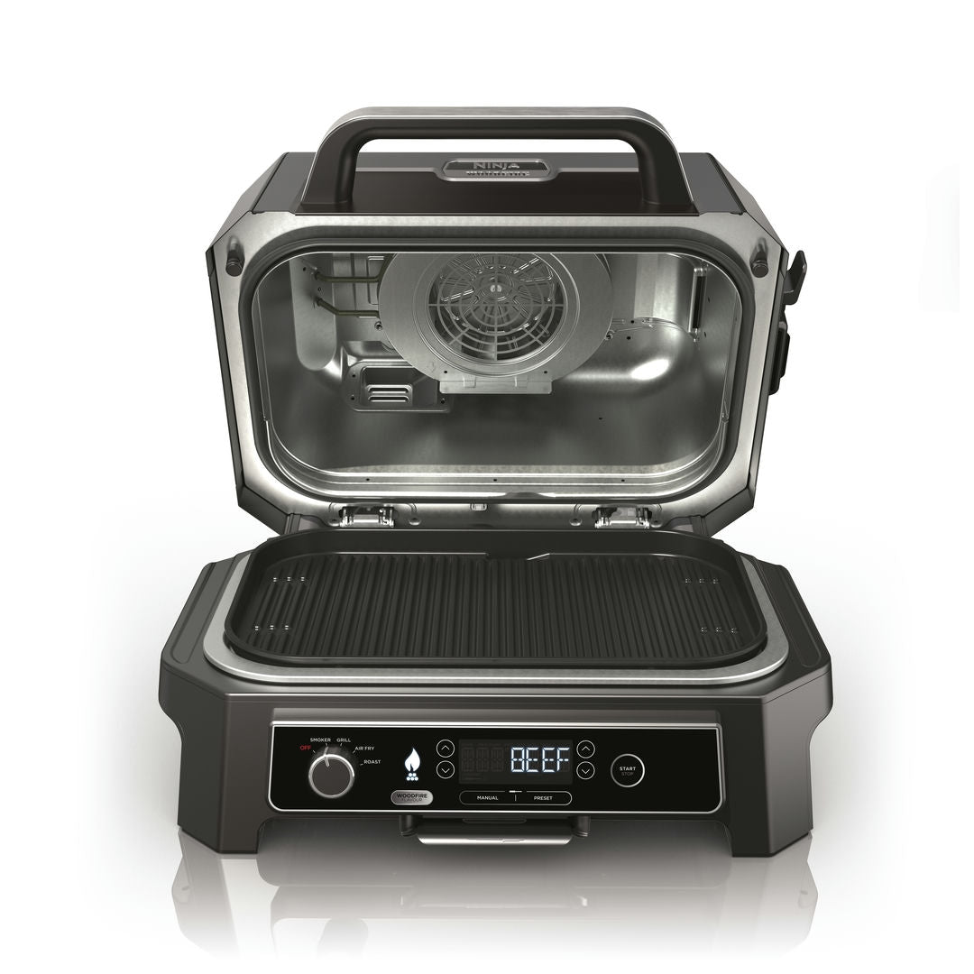 Ninja OG850EU Woodfire Pro XL; Elektrický BBQ, Gril, Airfryer & Udírna; Venkovní; 45 cm x 31 cm