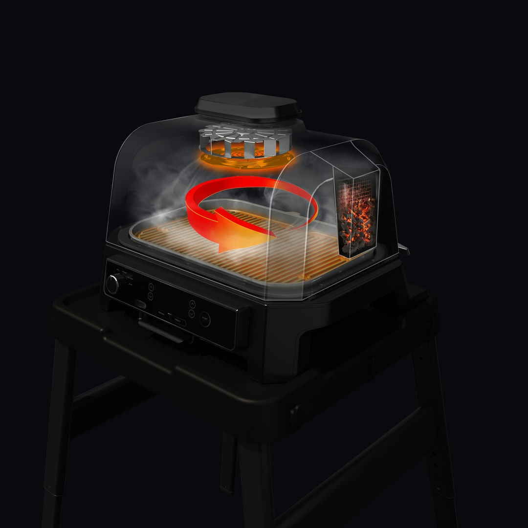 Ninja OG850EU Woodfire Pro XL; Elektrický BBQ, Gril, Airfryer & Udírna; Venkovní; 45 cm x 31 cm