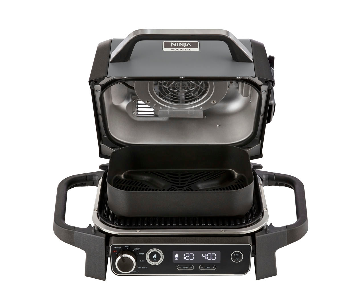 Ninja OG701EU Woodfire Elektrický BBQ, Gril, Airfryer & Udírna; Venkovní; 28 cm x 38 cm